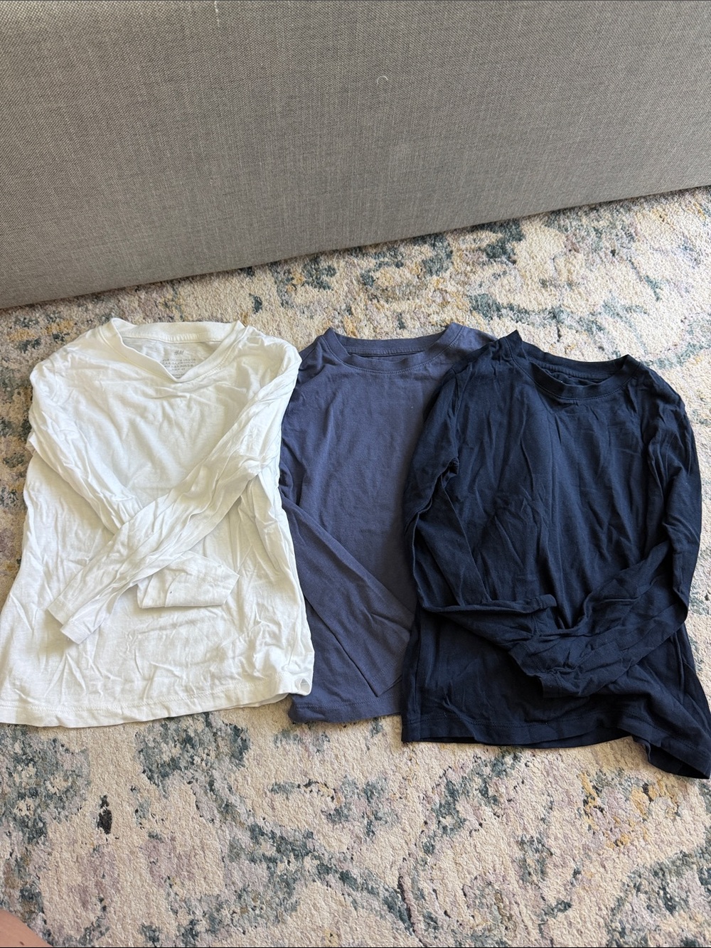 H&M Kids Long Sleeve Tee - White, Gray, Navy
